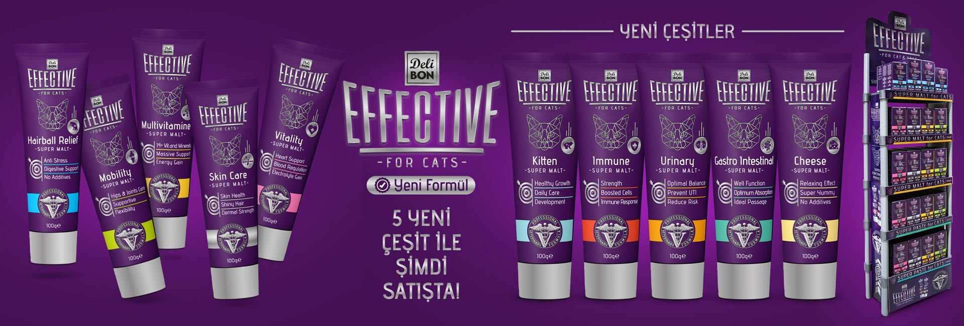 Delibon Effective – Kediler için malt ve takviye macun çeşitleri, yeni formül.