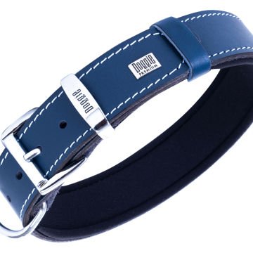 Doggie Konforlu Gerçek Deriden El Yapımı Çivili Köpek Boyun Tasması 4x52-60cm - Royal Blue