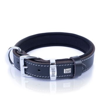 Doggie Konforlu Gerçek Deriden El Yapımı Kemik Süslü Köpek Boyun Tasması 2,5x37-45cm - Black