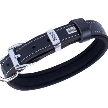 Doggie Konforlu Gerçek Deriden El Yapımı Kemik Süslü Köpek Boyun Tasması 2x30-35cm - Black