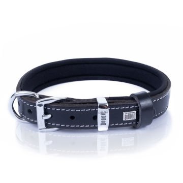 Doggie Konforlu Gerçek Deriden El Yapımı Kemik Süslü Köpek Boyun Tasması 2x35-40cm - Black