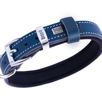 Doggie Konforlu Gerçek Deriden El Yapımı Kemik Süslü Köpek Boyun Tasması 2x35-40cm - Royal Blue