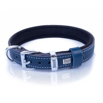 Doggie Konforlu Gerçek Deriden El Yapımı Kemik Süslü Köpek Boyun Tasması 2x35-40cm - Royal Blue