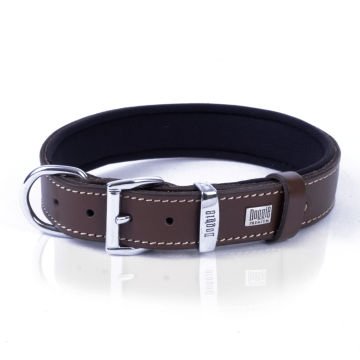 Doggie Konforlu Gerçek Deriden El Yapımı Kemik Süslü Köpek Boyun Tasması 3x42-50cm - Brown