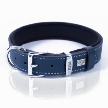 Doggie Konforlu Gerçek Deriden El Yapımı Kemik Süslü Köpek Boyun Tasması 3x42-50cm - Royal Blue