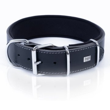 Doggie Çift Kat Gerçek Deriden El Yapımı Köpek Boyun Tasması 5x55-65cm - Black