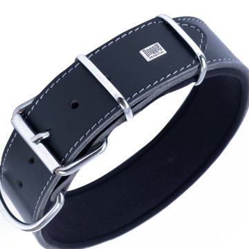 Doggie Çift Kat Gerçek Deriden El Yapımı Köpek Boyun Tasması 5x60-70cm - Black