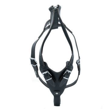 Doggie Gerçek Deriden El Yapımı Dragon Model Köpek Göğüs Tasması M-2,5x65-75cm - Black