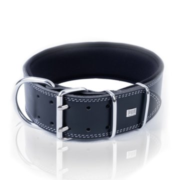 Doggie Çift Kat Gerçek Deriden El Yapımı Köpek Boyun Tasması 6x65-75cm - Black