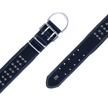 Doggie Çift Kat Gerçek Deriden El Yapımı Çivili Köpek Boyun Tasması 6x65-75cm - Black