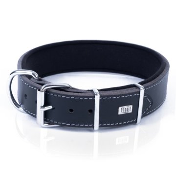 Doggie Çift Kat Gerçek Deriden El Yapımı Çivili Köpek Boyun Tasması 4x52-60cm - Black