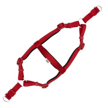 Doggie Konforlu Dokumadan El Yapımı Ronin Model Köpek Göğüs Tasması M-2x45-55cm - Red