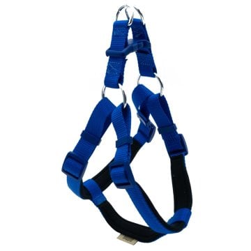 Doggie Konforlu Dokumadan El Yapımı Ronin Model Köpek Göğüs Tasması M-2x45-55cm - Royal Blue