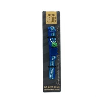 Cattie Özel Desenli Dokumadan El Yapımı Kedi Boyun Tasması Royal Blue