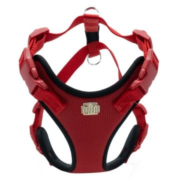 Doggie Havalı Dokumadan El Yapımı Köpek Göğüs Tasması M-2x45-55cm - Red