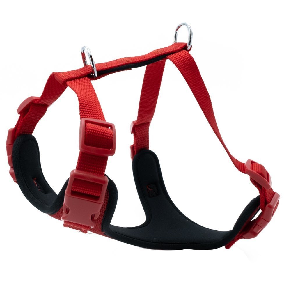 Doggie Havalı Dokumadan El Yapımı Köpek Göğüs Tasması M-2x45-55cm - Red