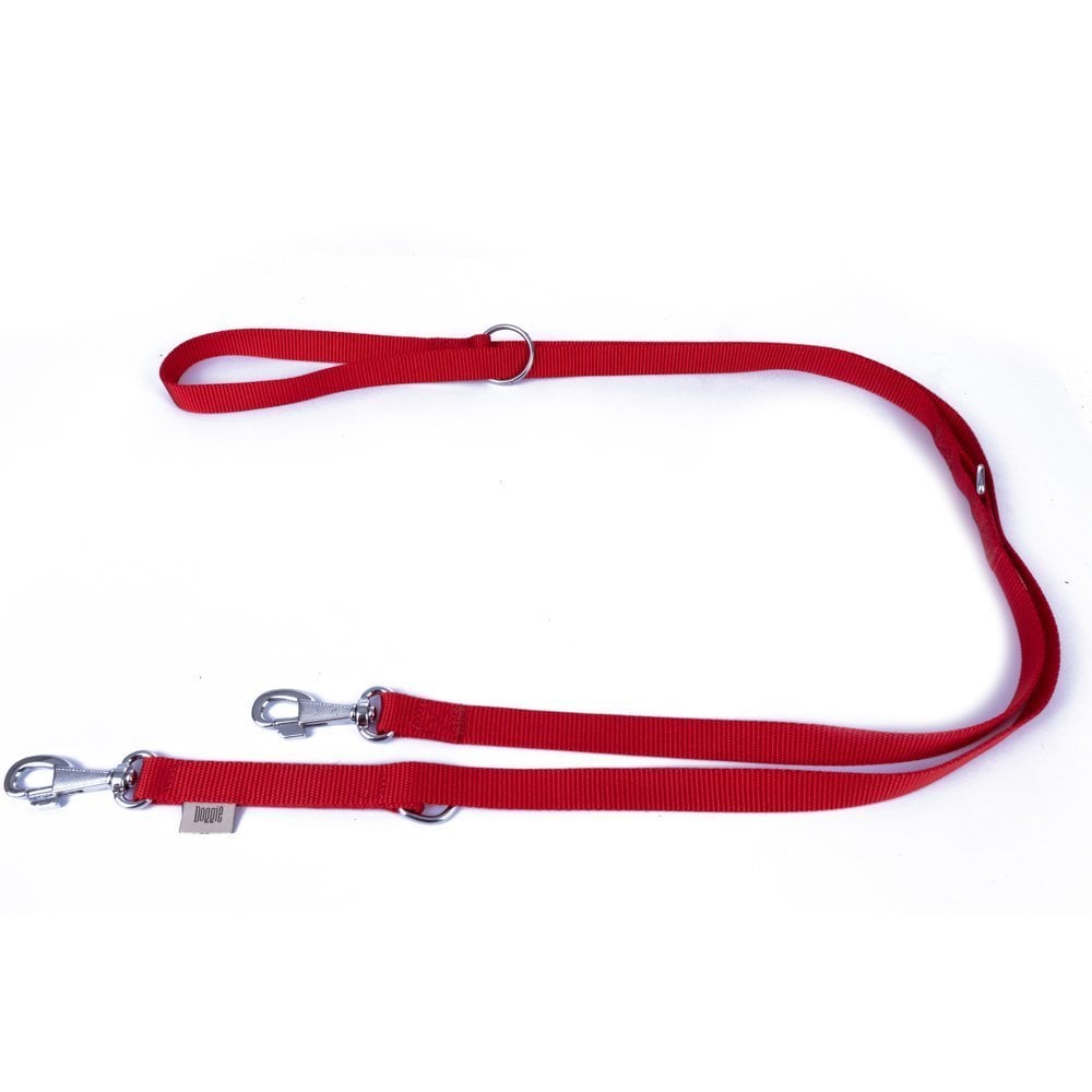 Doggie Ayarlanabilir Özellikli Dokumadan El Yapımı Köpek Gezdirme Kayışı 2x120-200cm - Red