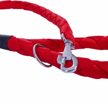 Doggie Dokumadan El Yapımı Örgülü Köpek Gezdirme Kayışı M-3x100cm - Red