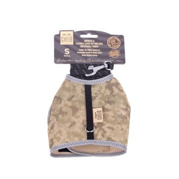 Cattie Havalı Dokumadan El Yapımı Kedi Göğüs & Gezdirme Takımı 1x20-30cm - Camo