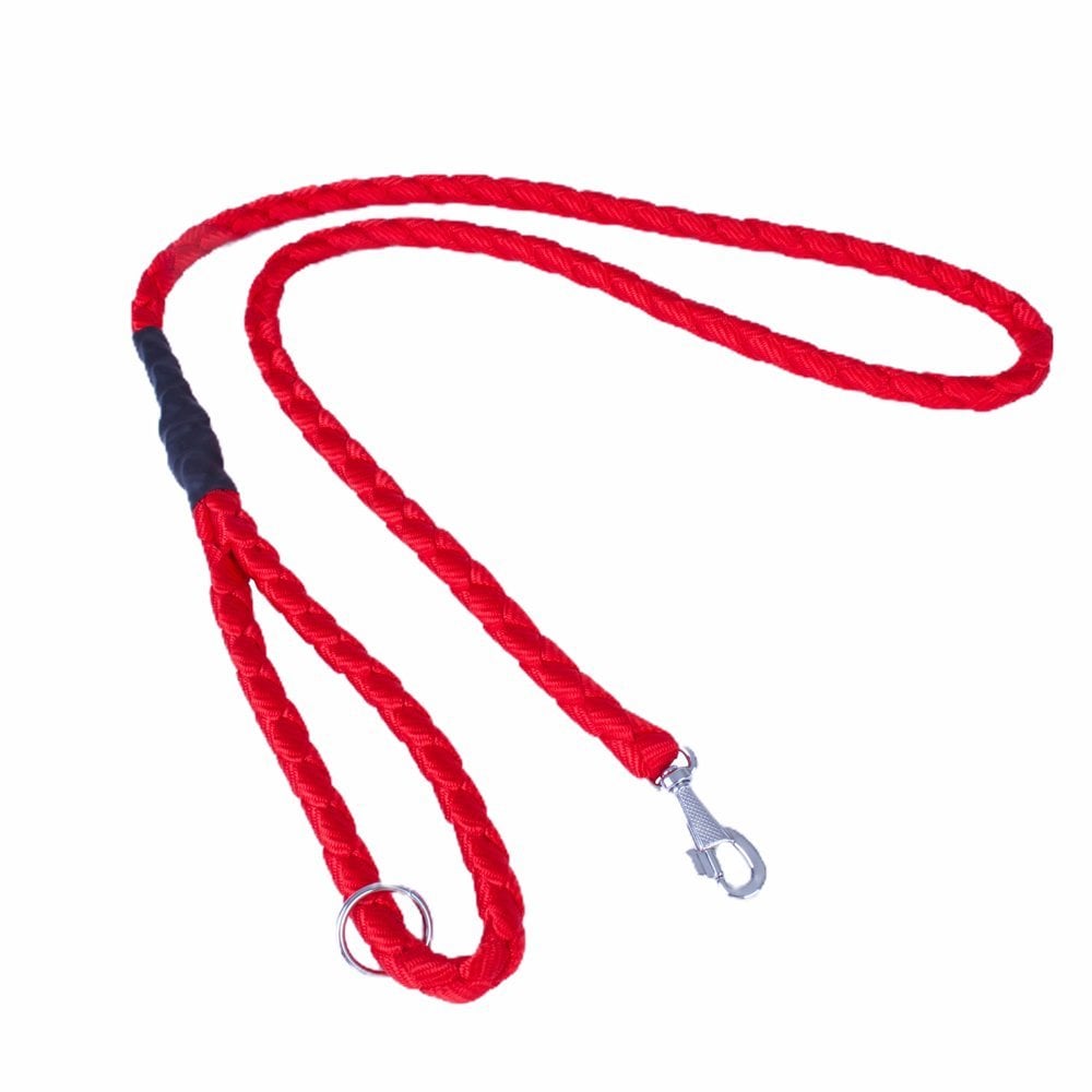 Doggie Dokumadan El Yapımı Örgülü Köpek Gezdirme Kayışı M-2x140cm - Red