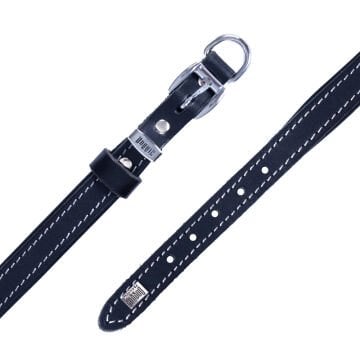 Doggie Konforlu Gerçek Deriden El Yapımı Köpek Boyun Tasması 1,5x20-25cm - Black