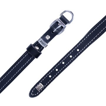Doggie Konforlu Gerçek Deriden El Yapımı Köpek Boyun Tasması 1,5x25-30cm - Black