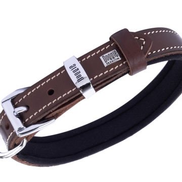 Doggie Konforlu Gerçek Deriden El Yapımı Köpek Boyun Tasması 1,5x25-30cm - Brown