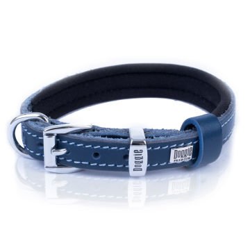 Doggie Konforlu Gerçek Deriden El Yapımı Köpek Boyun Tasması 1,5x25-30cm - Royal Blue