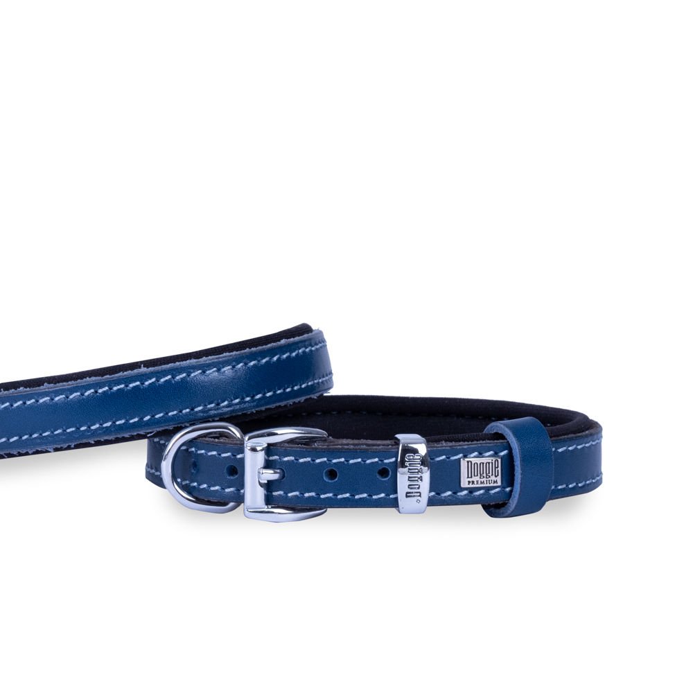 Doggie Konforlu Gerçek Deriden El Yapımı Köpek Boyun Tasması 1,5x25-30cm - Royal Blue