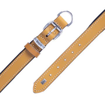 Doggie Konforlu Gerçek Deriden El Yapımı Köpek Boyun Tasması 2,5x37-45cm - Camel