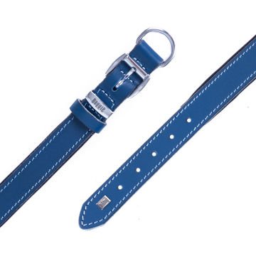 Doggie Konforlu Gerçek Deriden El Yapımı Köpek Boyun Tasması 2,5x37-45cm - Royal Blue