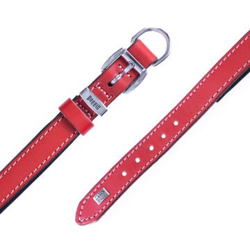 Doggie Konforlu Gerçek Deriden El Yapımı Köpek Boyun Tasması 2x30-35cm - Red