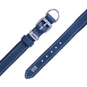 Doggie Konforlu Gerçek Deriden El Yapımı Köpek Boyun Tasması 2x30-35cm - Royal Blue