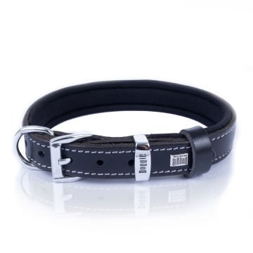 Doggie Konforlu Gerçek Deriden El Yapımı Köpek Boyun Tasması 2x35-40cm - Black