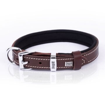 Doggie Konforlu Gerçek Deriden El Yapımı Köpek Boyun Tasması 2x35-40cm - Brown