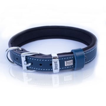 Doggie Konforlu Gerçek Deriden El Yapımı Köpek Boyun Tasması 2x35-40cm - Royal Blue