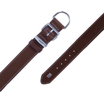Doggie Konforlu Gerçek Deriden El Yapımı Köpek Boyun Tasması 3,5x52-60cm - Brown