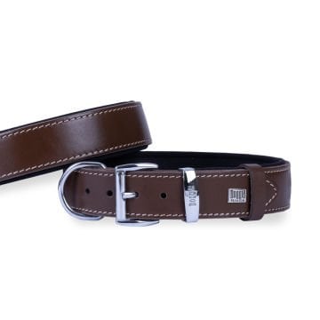 Doggie Konforlu Gerçek Deriden El Yapımı Köpek Boyun Tasması 3,5x52-60cm - Brown