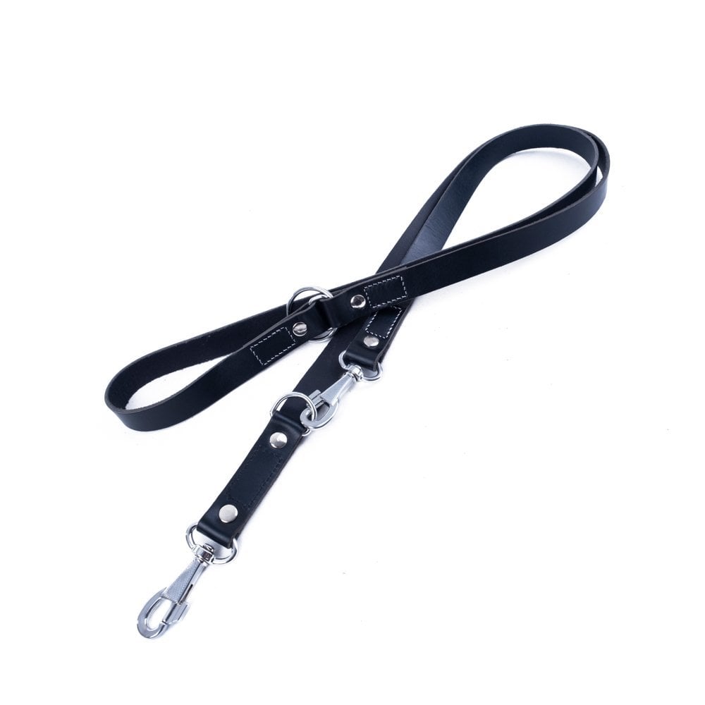 Doggie Ayarlanabilir Seri Klasik Gerçek Deriden El Yapımı  Köpek Gezdirme Kayışı 2,5x120-200cm - Black