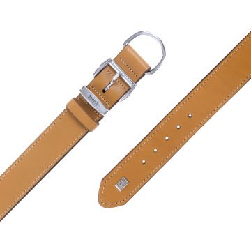 Doggie Konforlu Gerçek Deriden El Yapımı Köpek Boyun Tasması 3,5x52-60cm - Camel