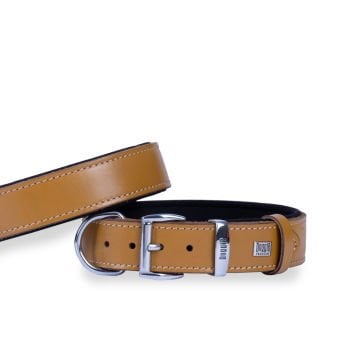 Doggie Konforlu Gerçek Deriden El Yapımı Köpek Boyun Tasması 3,5x52-60cm - Camel