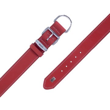Doggie Konforlu Gerçek Deriden El Yapımı Köpek Boyun Tasması 3,5x52-60cm - Red