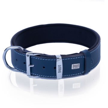 Doggie Konforlu Gerçek Deriden El Yapımı Köpek Boyun Tasması 3,5x52-60cm - Royal Blue