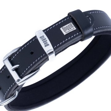 Doggie Konforlu Gerçek Deriden El Yapımı Köpek Boyun Tasması 3x42-50cm - Black