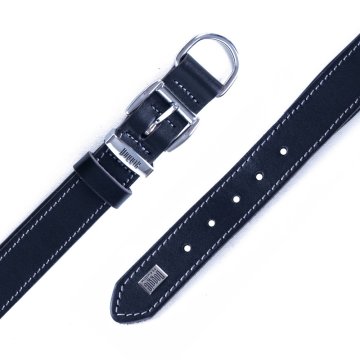 Doggie Konforlu Gerçek Deriden El Yapımı Köpek Boyun Tasması 3x42-50cm - Black