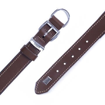 Doggie Konforlu Gerçek Deriden El Yapımı Köpek Boyun Tasması 3x42-50cm - Brown