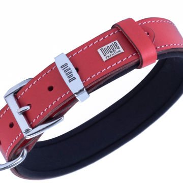 Doggie Konforlu Gerçek Deriden El Yapımı Köpek Boyun Tasması 3x42-50cm - Red