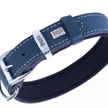 Doggie Konforlu Gerçek Deriden El Yapımı Köpek Boyun Tasması 3x42-50cm - Royal Blue