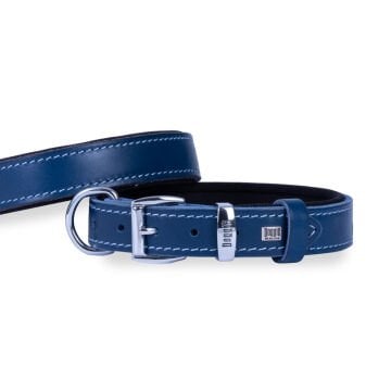 Doggie Konforlu Gerçek Deriden El Yapımı Köpek Boyun Tasması 3x42-50cm - Royal Blue