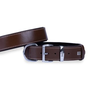 Doggie Konforlu Gerçek Deriden El Yapımı Köpek Boyun Tasması 4x47-55cm - Brown